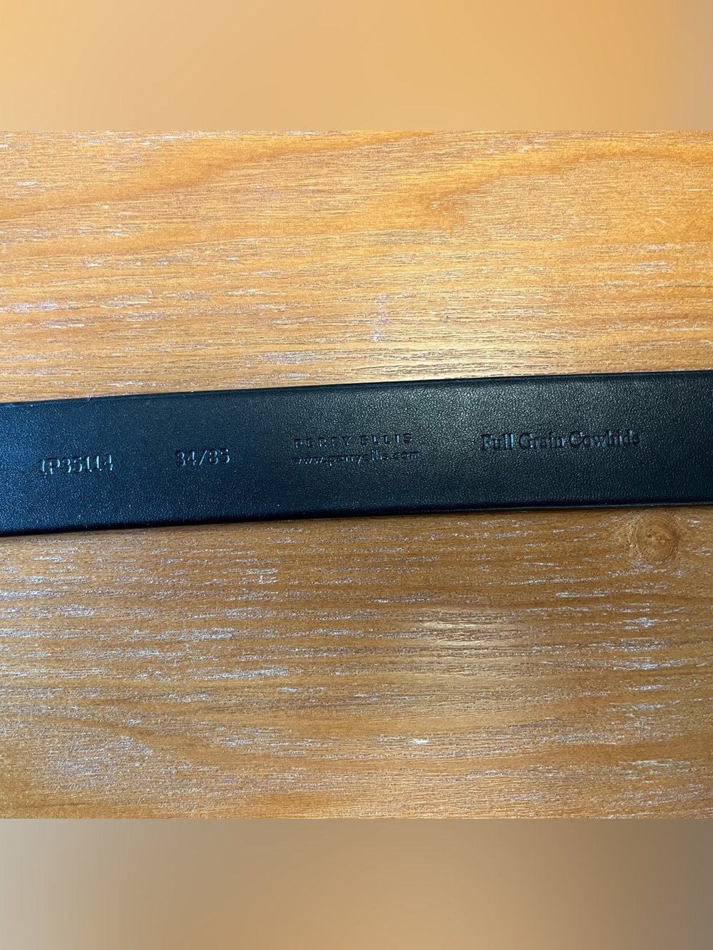 Perry Ellis Portfolio Full Grain Cowhide Black Leather Belt Size 34/85 - Picture 3 of 4